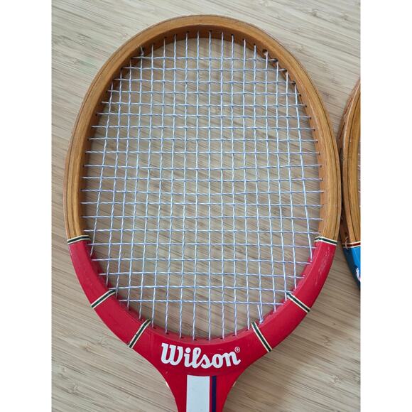 RARE Set of 2 Vintage Wilson Wooden Tennis Rackets Chris Evert & Jimmy Connors - Picture 4 of 6